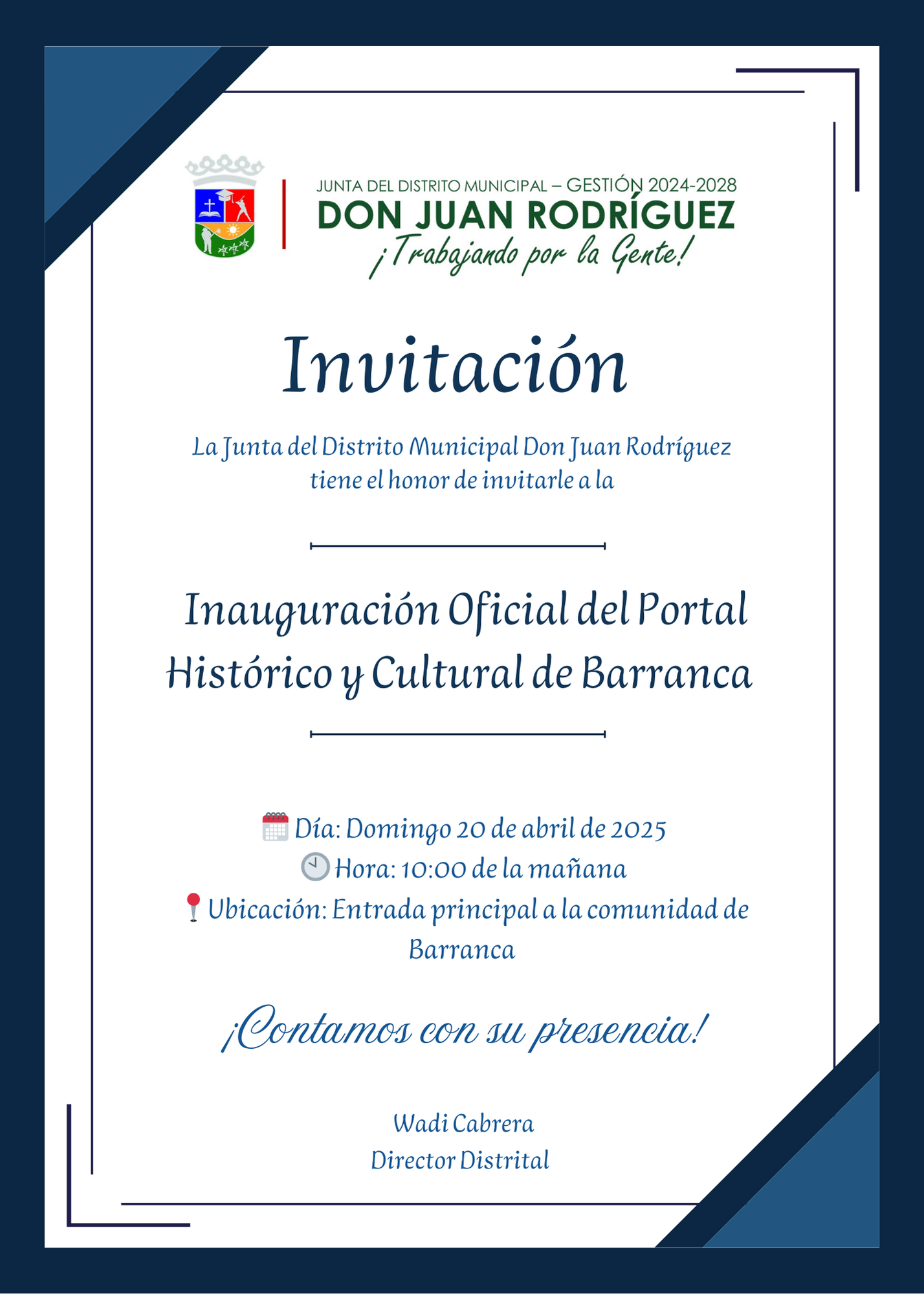 INVITACION A LA INAGURACION DEL PORTAL HISTORICO Y CULTURAL DE BARRANCA-